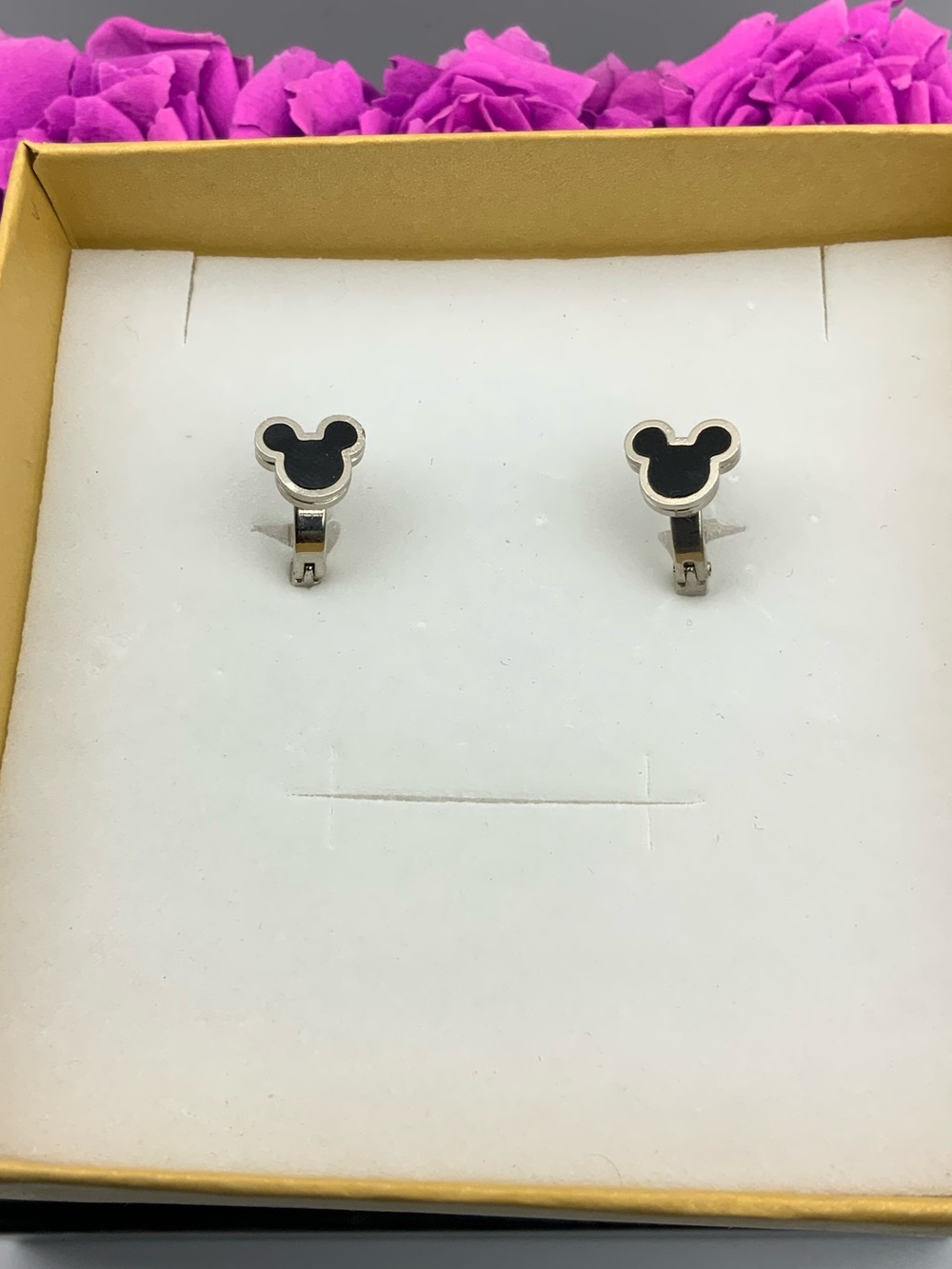 Silver Mickey Mouse Ears Silhouette Earrings - Women's Jewelry